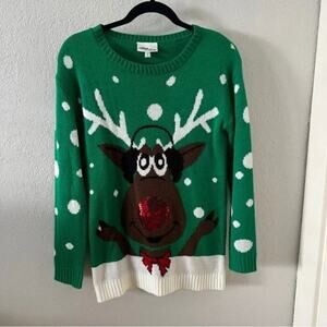 Allison Brittney Green Reindeer Christmas Sweater